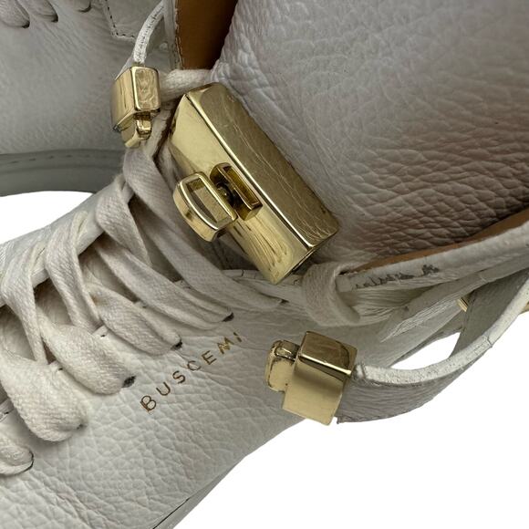 Buscemi Italian Leather Wedge Designer White 100MM Sneakers Gold Hardware IT 41 - Picture 5 of 8